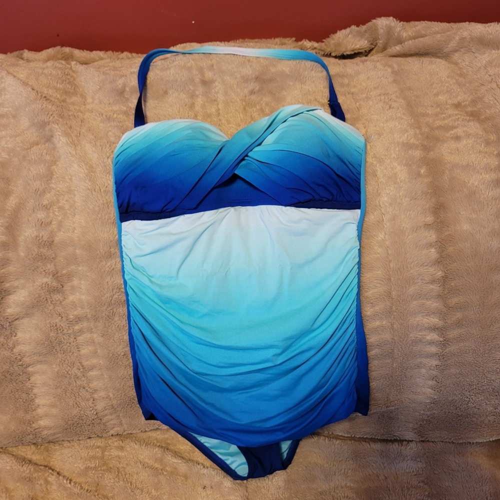Blue Ombre One Piece Bathing Suit